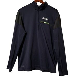 Nike Seattle Seahawks 1/4 Zip Dri-FIT Pullover Navy- Size Large